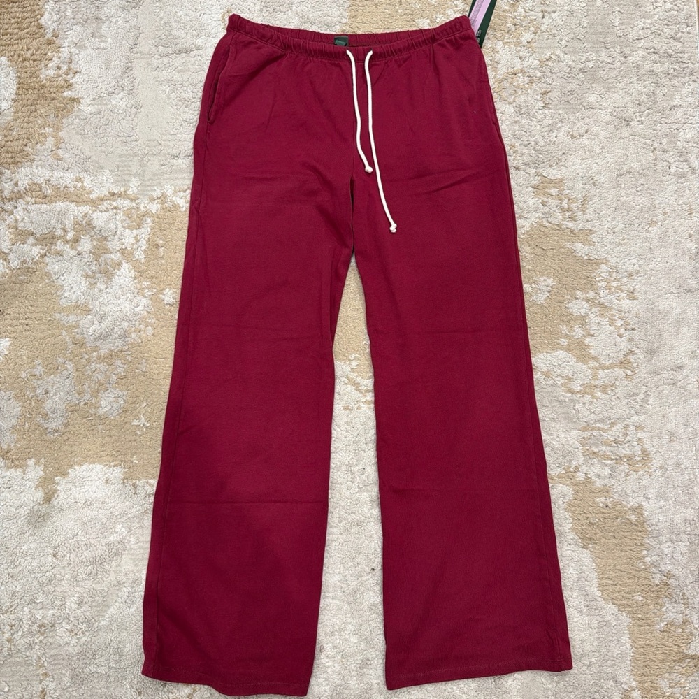 wild fable Wine Drawstring Wide-Leg Lounge Pants